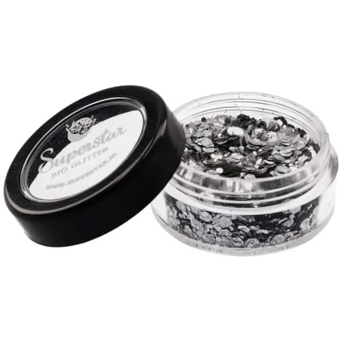 SILVER Biodegradable Face- and Bodyglitter Chunky Mix 6ml.